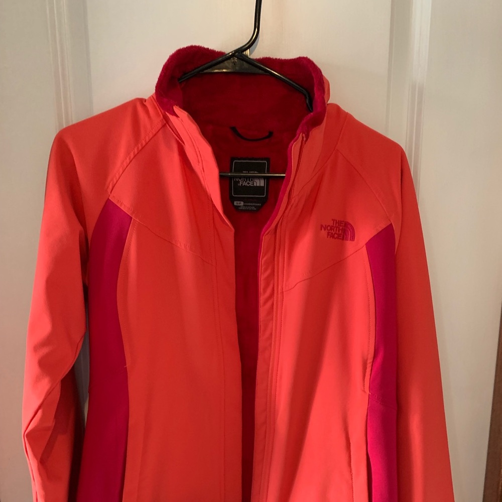 Hard shell North Face coral coat/jacket